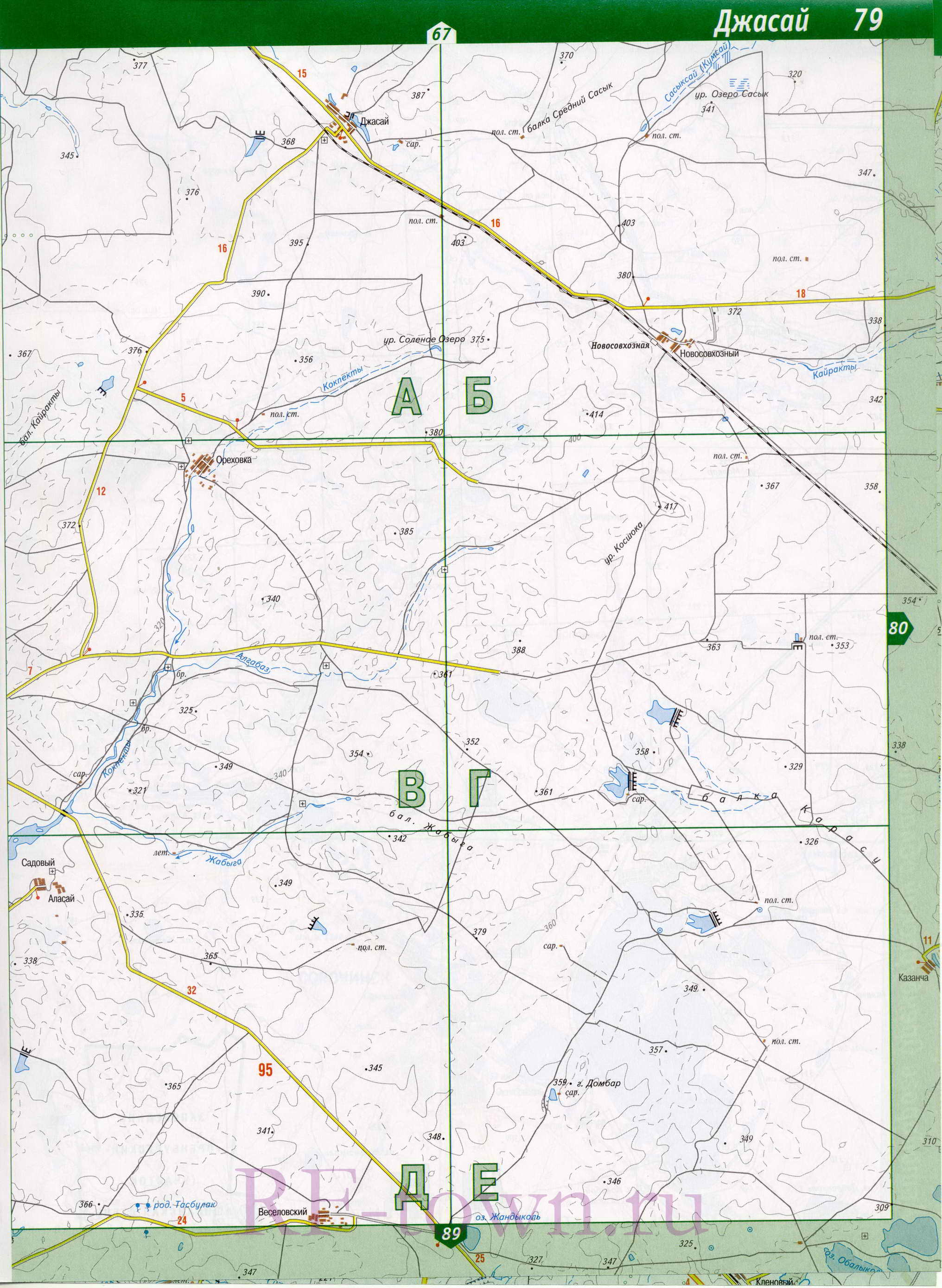 Карта Светлинского района Оренбургской области. Подробная карта - Светлинский район, A0 - 
