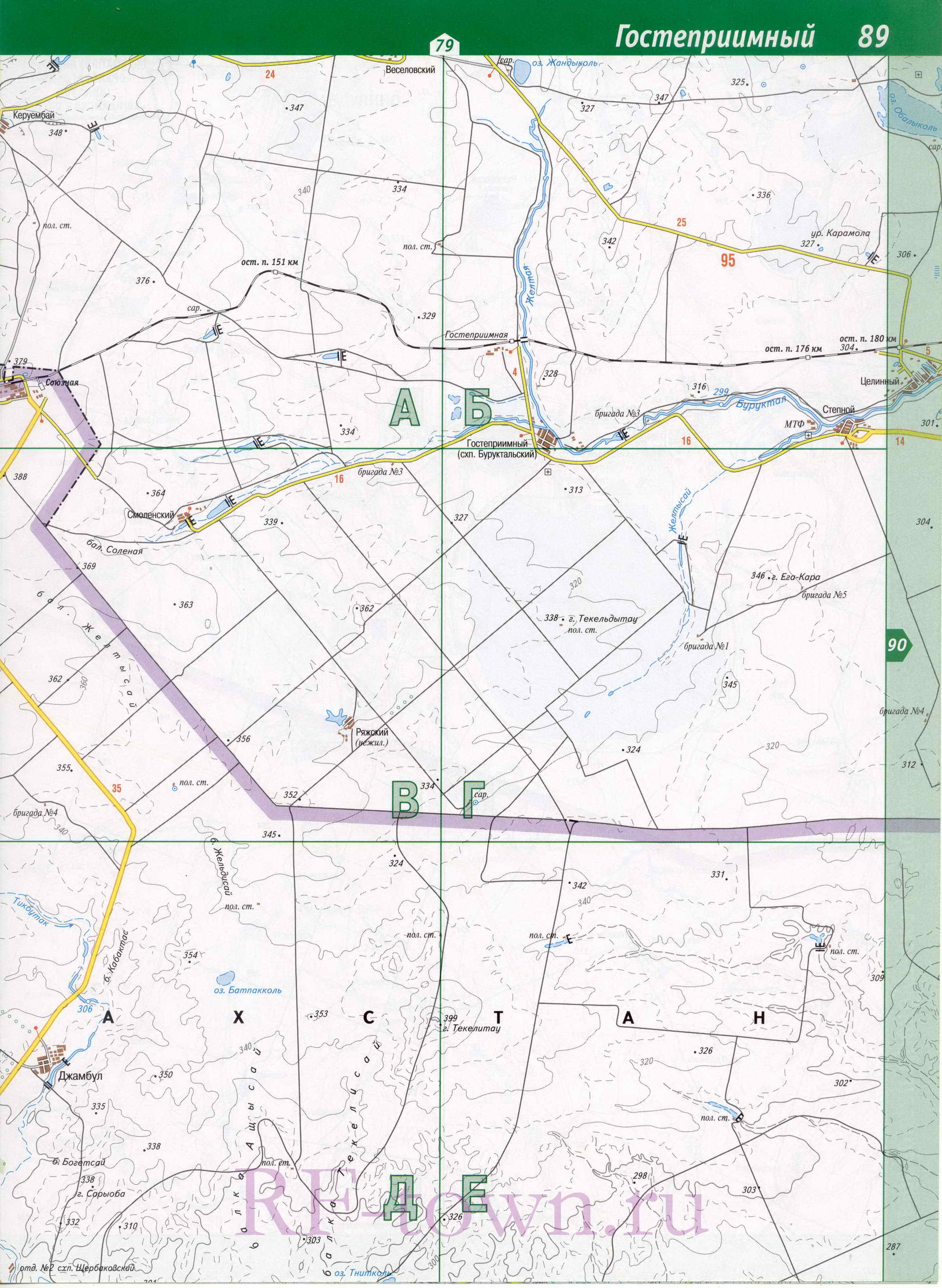 Карта Светлинского района Оренбургской области. Подробная карта - Светлинский район, A1 - 